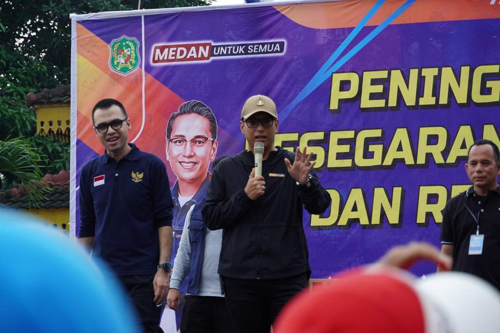 Wali Kota Medan Rico Waas menghadiri perayaan HUT ke-436 Kota Medan di Kecamatan Medan Amplas