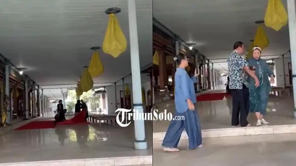 Suasana pertengkaran adu mulut dua kubu di kawasan Sasana Parasediyo Keraton Solo